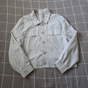 Vtg Catherine Malandrino Cropped Linen Chore Coat